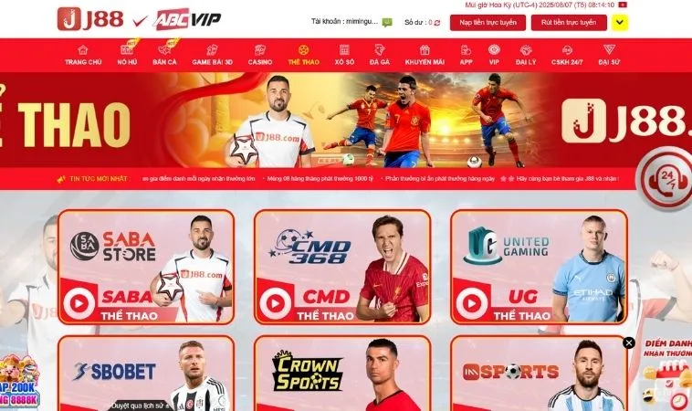 Sảnh Thể Thao J88 hợp tác với nhà cung cấp kèo uy tín