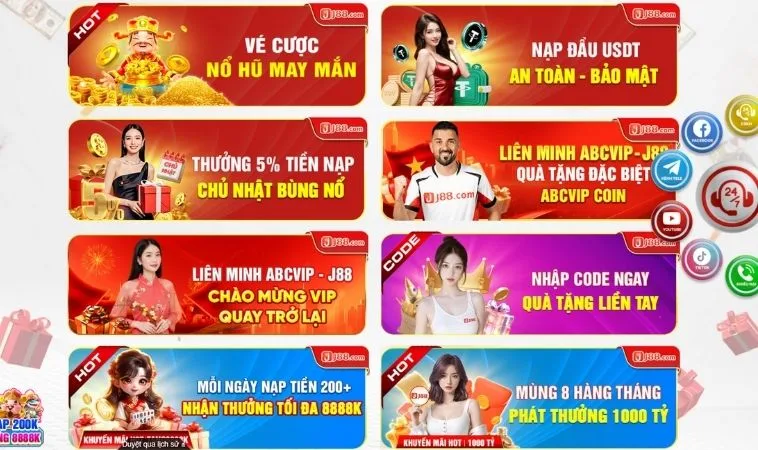 Đa dạng các chương trình khuyến mãi J88 hấp dẫn